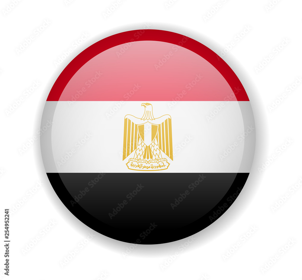 Obraz premium Egypt flag round bright icon on a white background