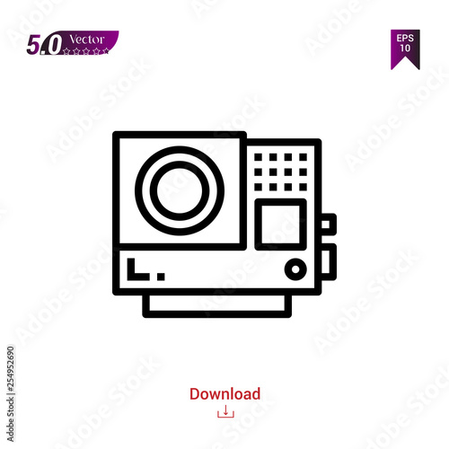 Outline gopro icon isolated on white background. Best modern. Graphic design, mobile application, beauty icons 2019, user interface. Editable stroke. EPS10 format vector
