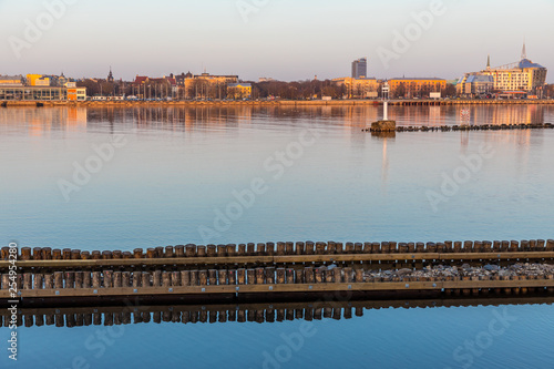 wiev of a port in Riga, latvia