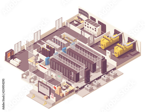 Obraz na płótnie Isometric data center interior w salonie