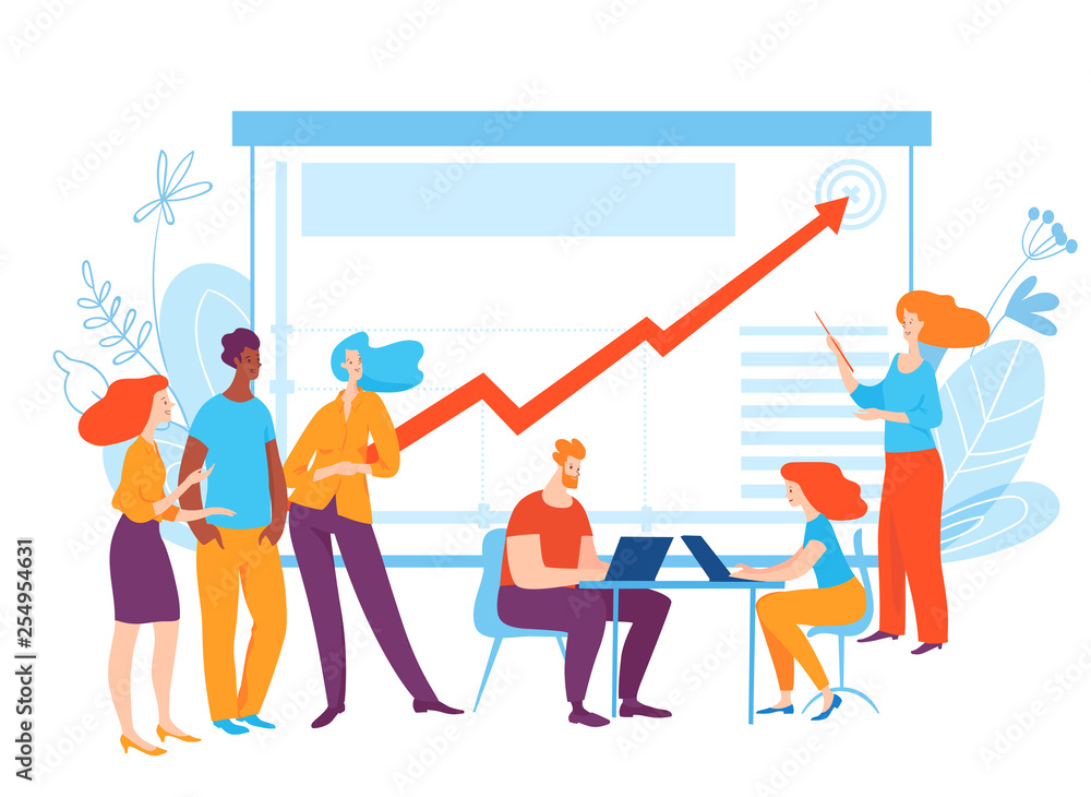 Vector illustration with business people planning business Vector illustration with business people planning business