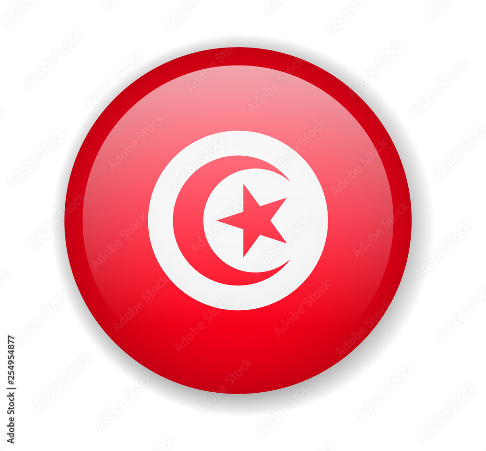 Tunisia flag round bright icon on a white background Tunisia flag round bright icon on a white background