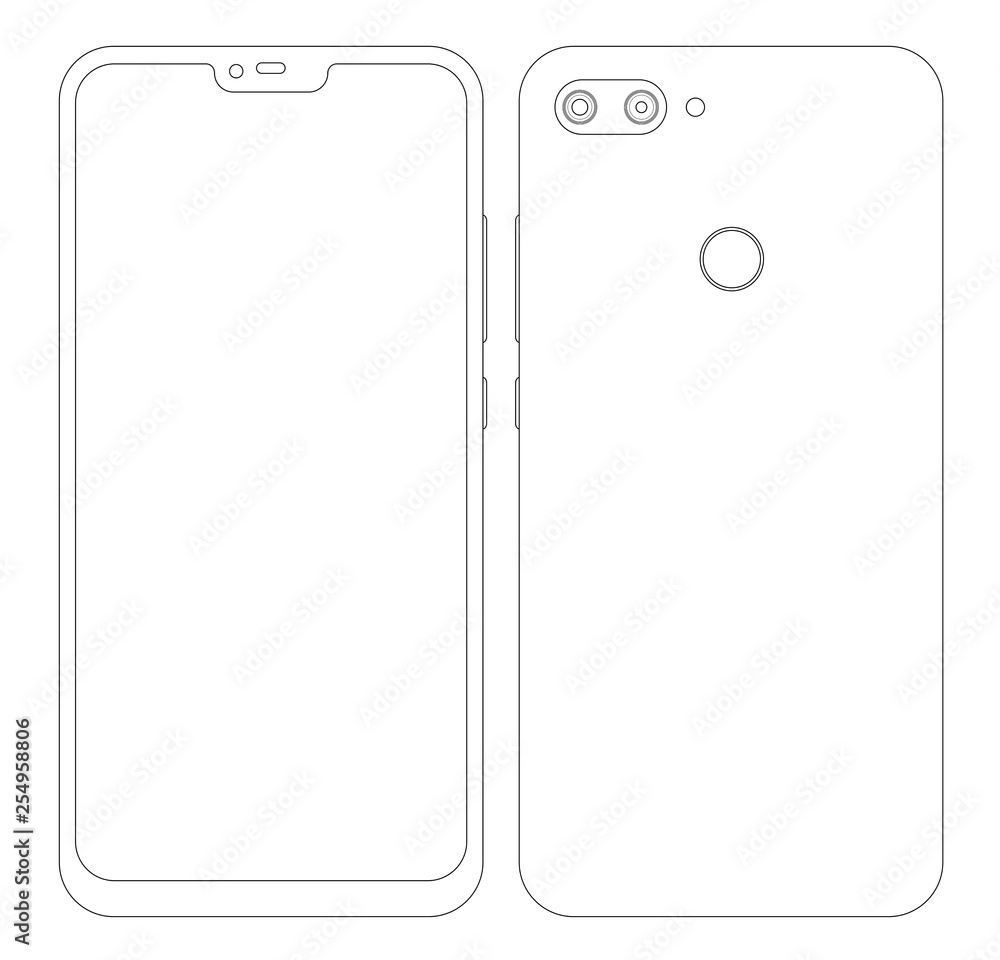 Display Smartphones Template Xiaomi Mi 8 Lite Stock Vector | Adobe Stock