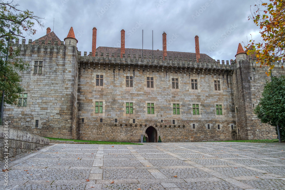 View of Guimaraes Palace of Dukes of Braganza (Paco dos Duques de Braganca) in Guimaraes, Portugal