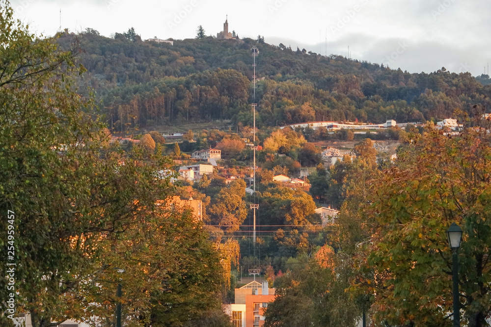 Ìiew of teleferico in Guimaraes, Portugal