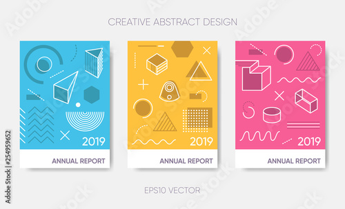 Vector abstract annual report 2019 poster design template