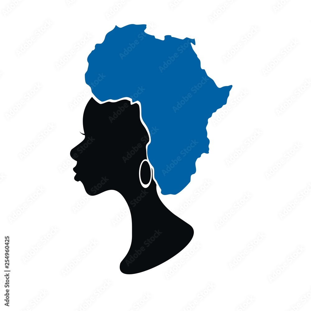 african woman with map on her hair vector illustartion african woman with map on her hair vector illustartion