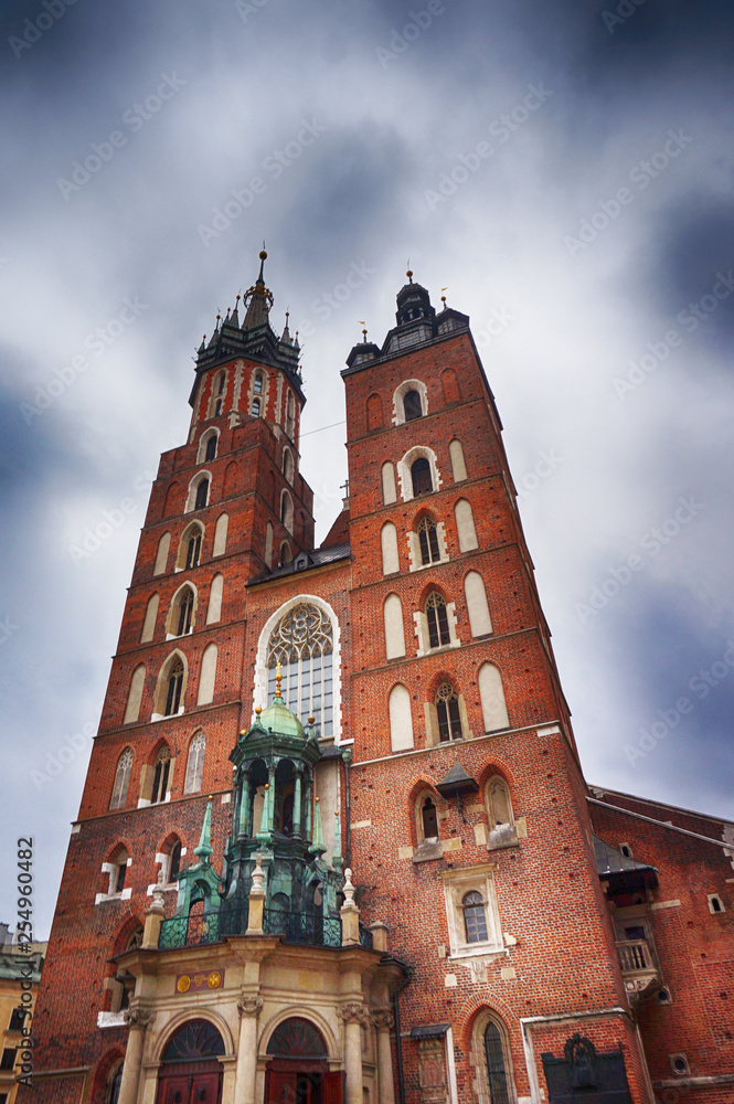 Naklejka premium old krakow cathedral in the city