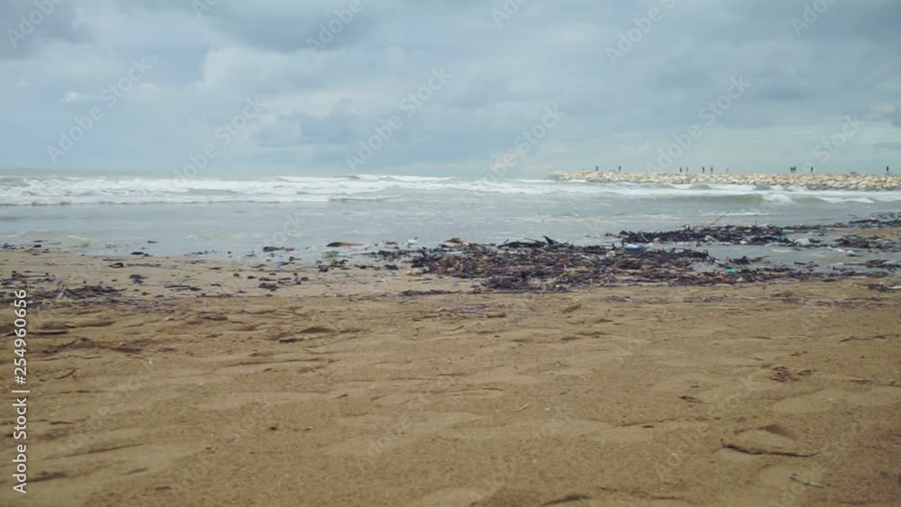 Rubbish on the beach. Environmental pollution Rubbish on the beach. Environmental pollution