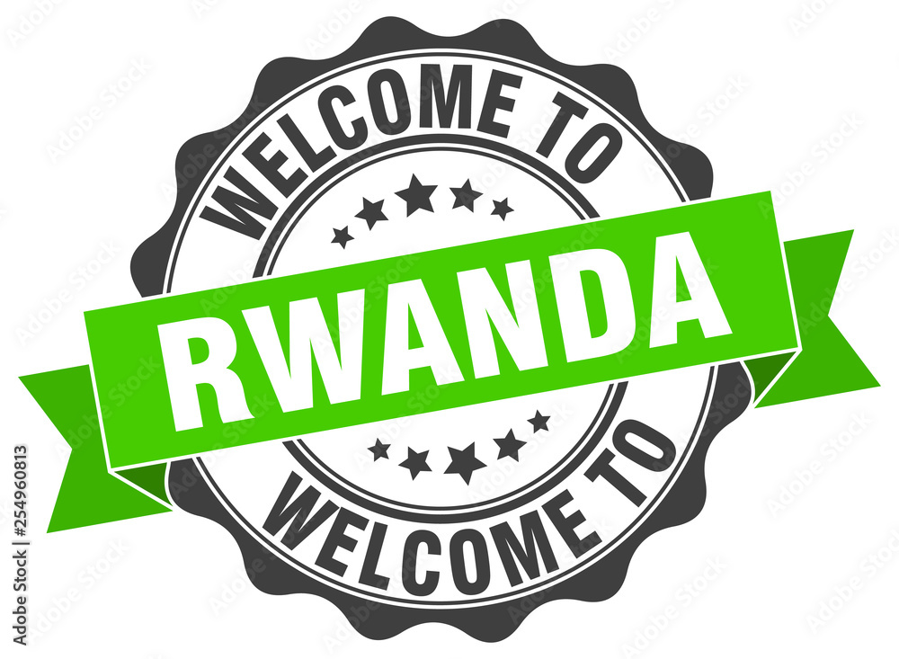 Obraz premium Rwanda round ribbon seal