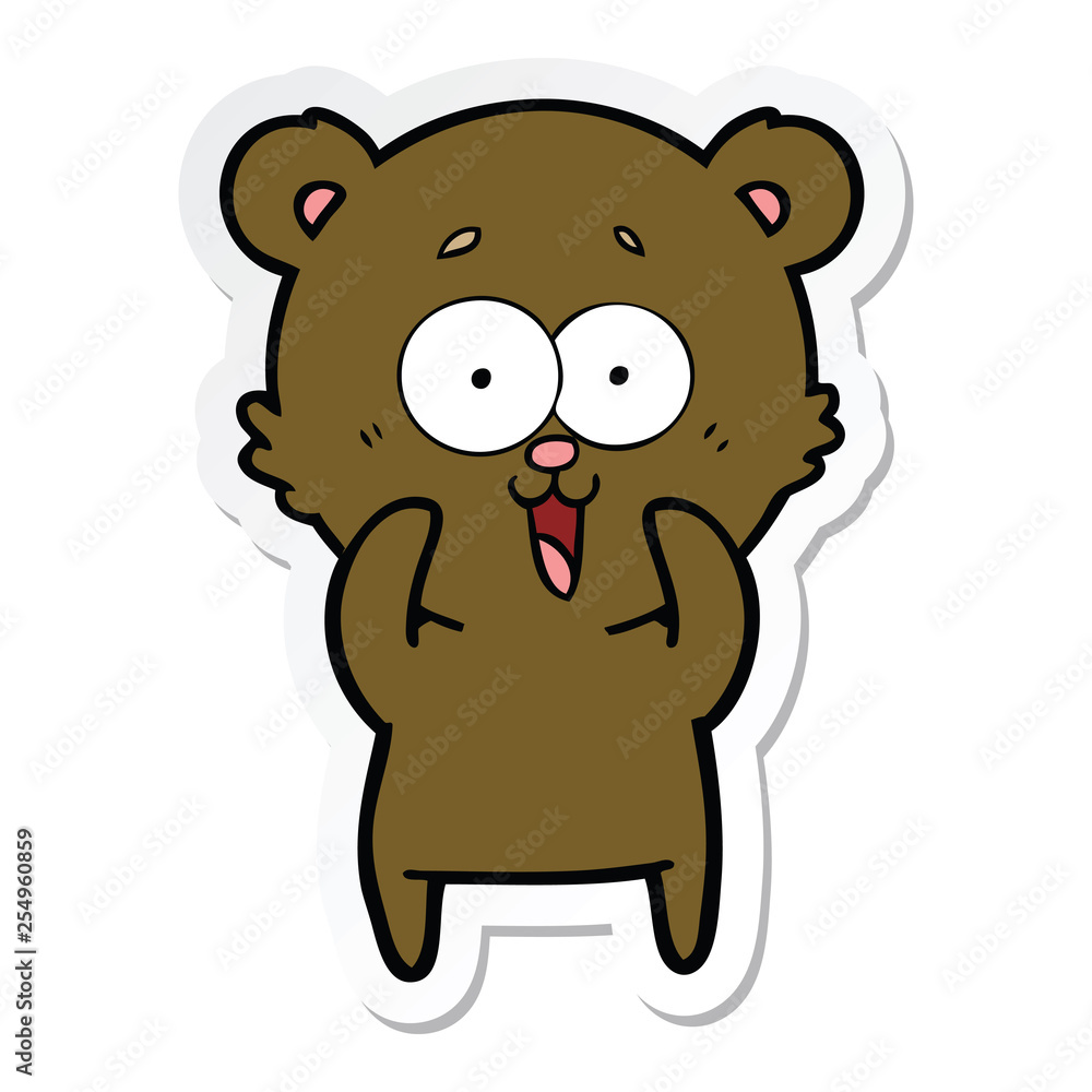 sticker of a laughing teddy bear cartoon sticker of a laughing teddy bear cartoon