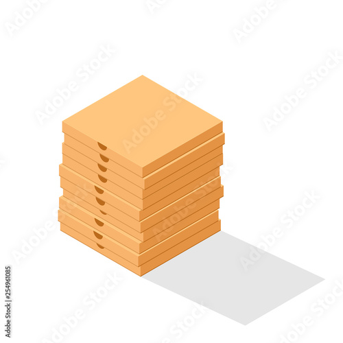 Stack of pizza boxes. Clipart image isolated on white background