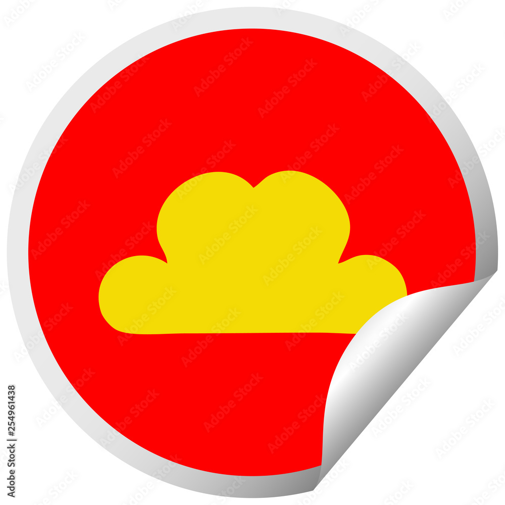 circular peeling sticker cartoon white cloud