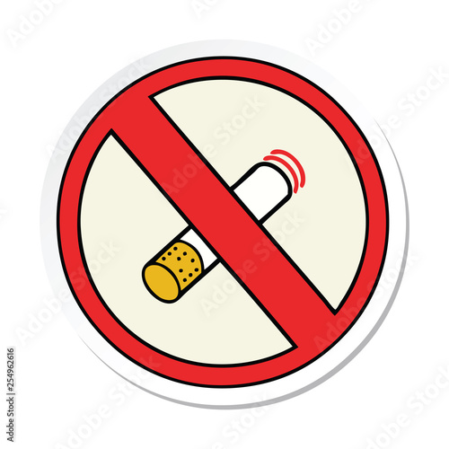 sticker of a cute cartoon no smoking allowed sign