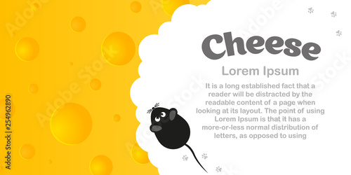 Cheese background with mouse and place for your text. Vector illustration
