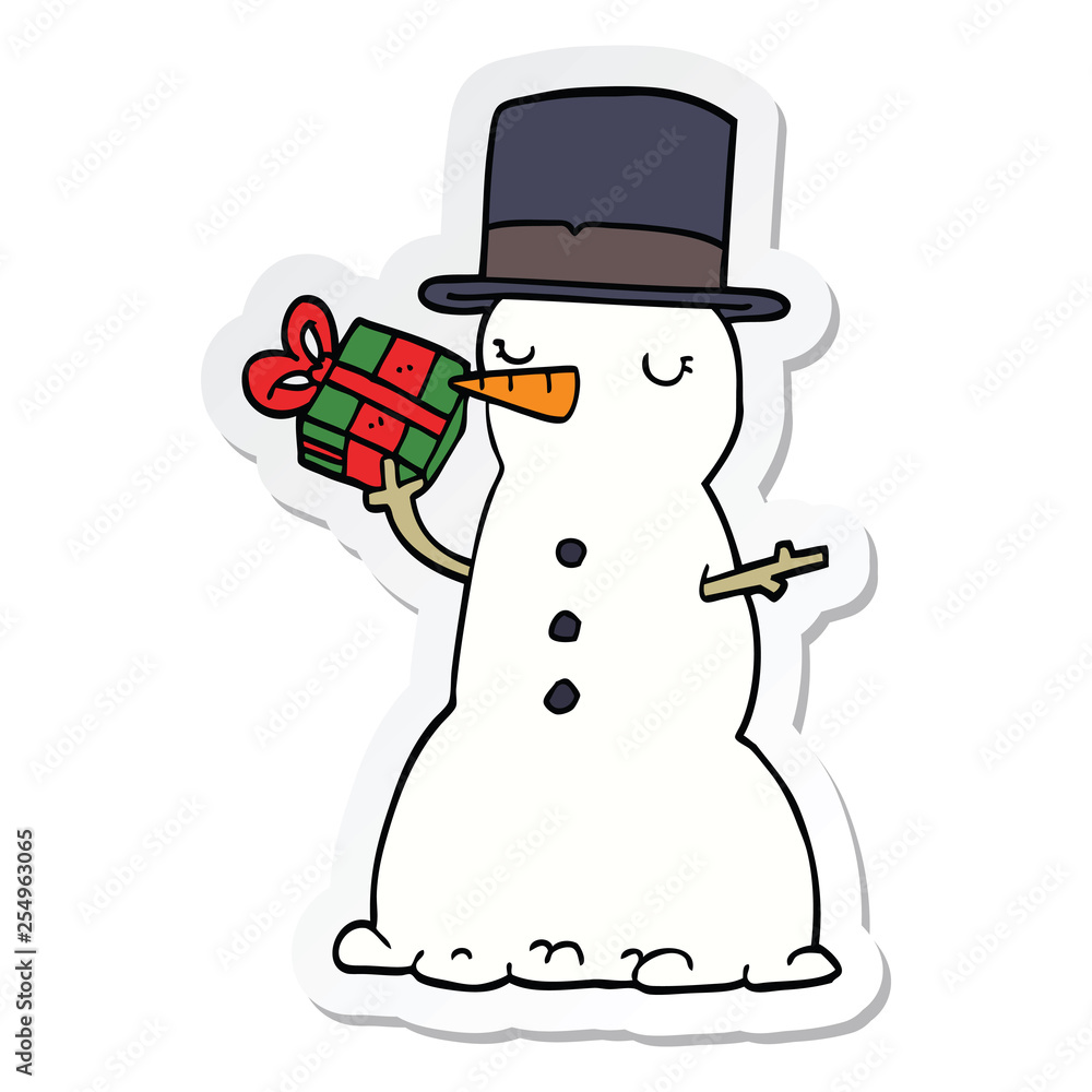 sticker of a cartoon snowman sticker of a cartoon snowman