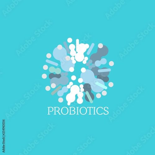 Probiotics logo. Bacteria logo. Concept of healthy nutrition ingredient for therapeutic purposes. Simple flat style trend modern logotype graphic design isolated