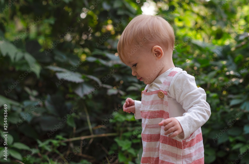 little cute baby girl walking on the trail in the park little cute baby girl walking on the trail in the park