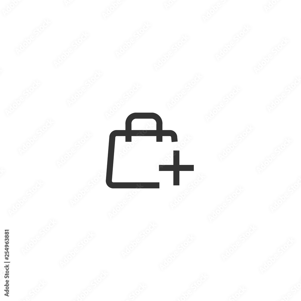 Add shopping bag icon. On;line store sign Add shopping bag icon. On;line store sign
