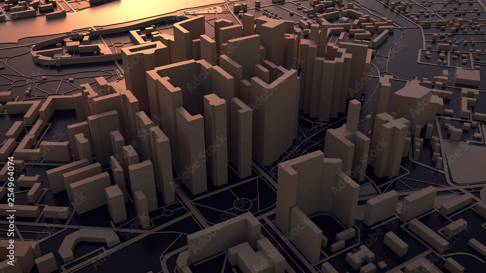 Obraz premium 3d render. Low Poly city.