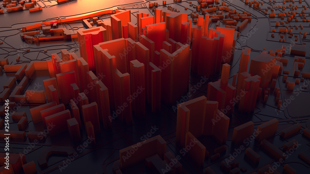 Obraz premium 3d render. Low Poly city.