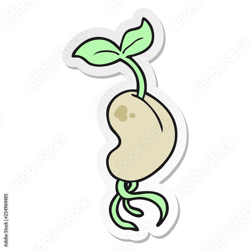 sticker of a cartoon sprouting seed