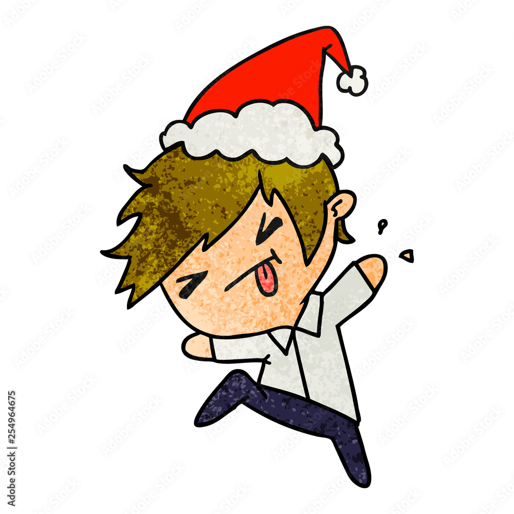 christmas textured cartoon of kawaii boy christmas textured cartoon of kawaii boy