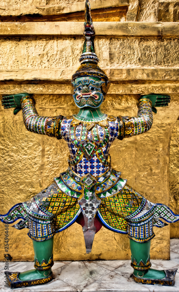 One of the amazing little statues of the golden stupas at Wat Phra Kaew in Bangkok, Thailand.