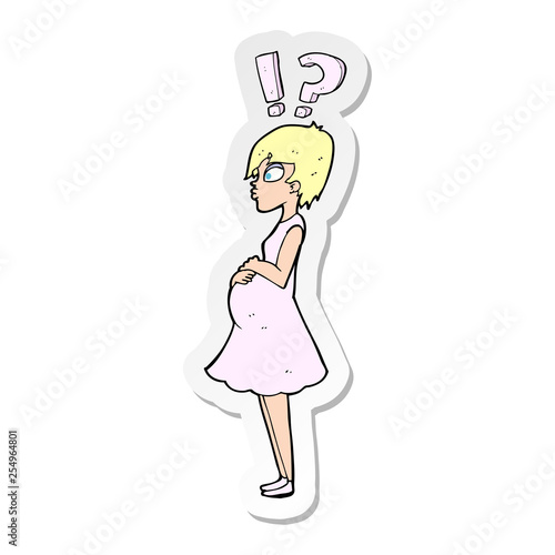 sticker of a cartoon confused pregnant woman Stock Vector | Adobe Stock
