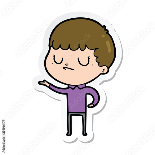 sticker of a cartoon grumpy boy