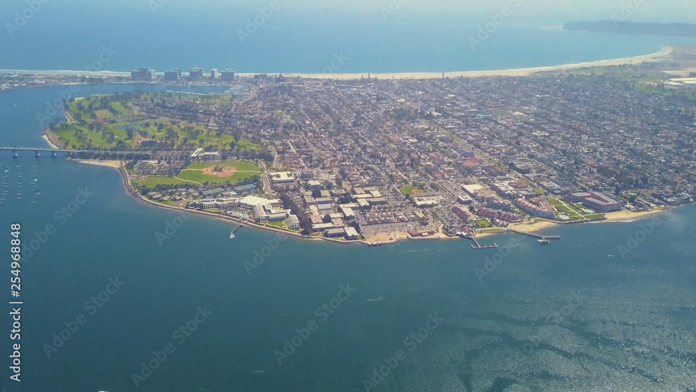 Coronado Island Aerial From San Diego Harbor 4K