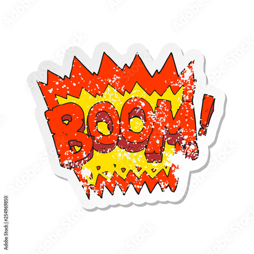 retro distressed sticker of a cartoon boom symbol