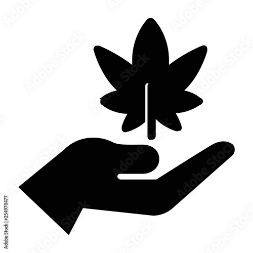 Hand and marihuana icon