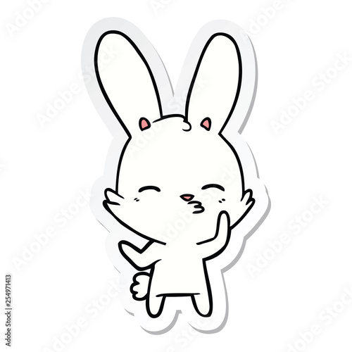 sticker of a curious bunny cartoon