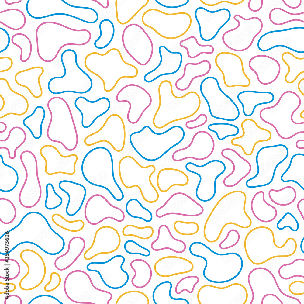Fluid, liquid flow shapes pattern. Geometric Seamless pattern. Abstract vector illustration with geometric elements, shapes.
