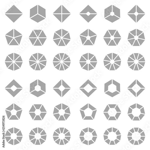 Tortendiagramme Set Eckig Grau Quadrat