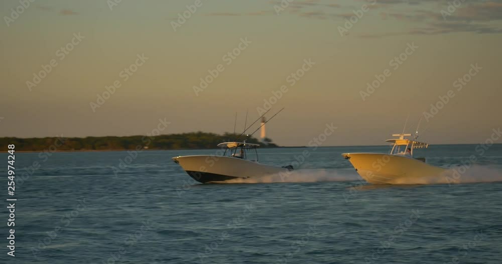 Boats Racing Stiltsville Miami - Atlantic Ocean Boats Racing Stiltsville Miami - Atlantic Ocean