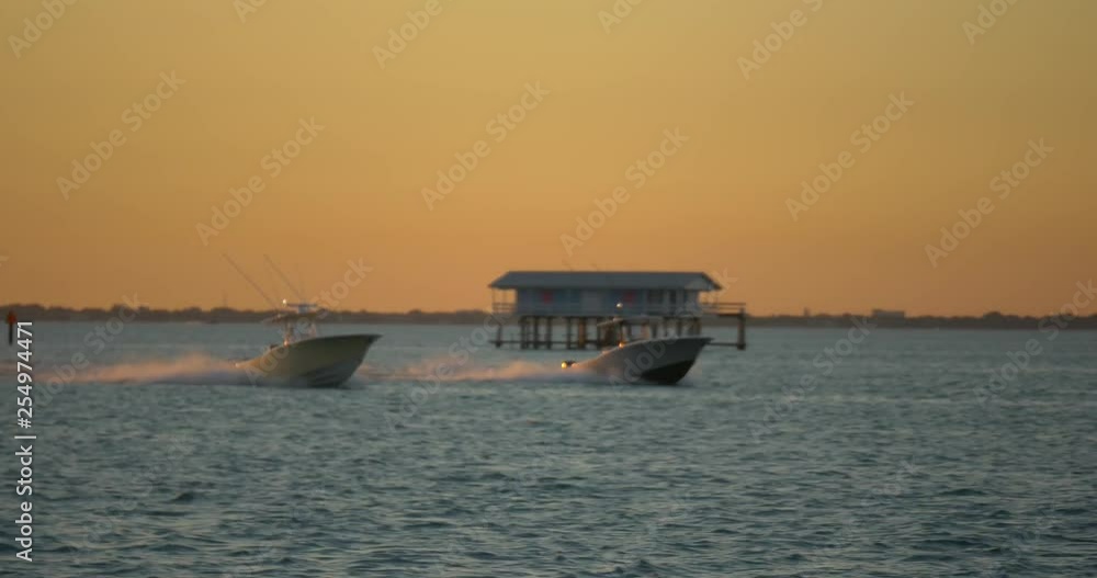 Boats Racing Stiltsville Miami - Atlantic Ocean Boats Racing Stiltsville Miami - Atlantic Ocean