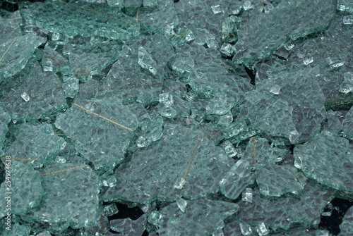 Broken toughened glass, smashed window photo