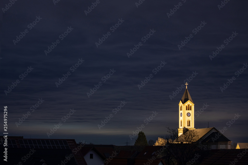 Old Church - at Night in Frankenthal - Moersch Germany
