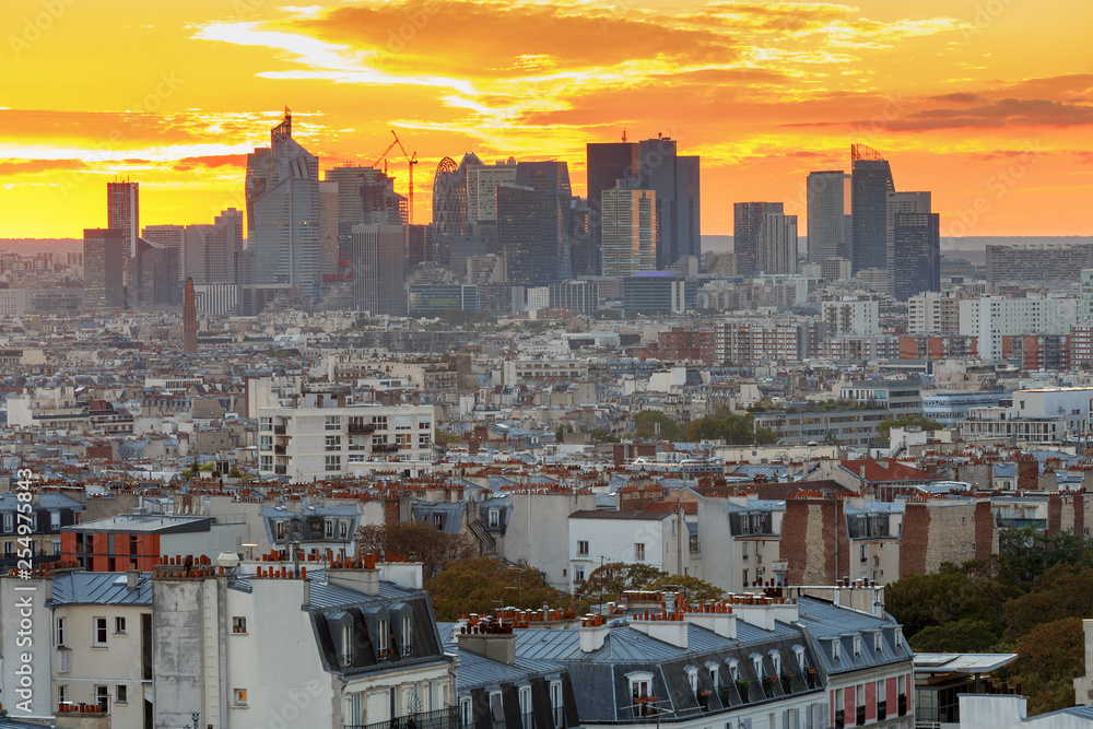 Paris. Aerial view of the city at sunset.
