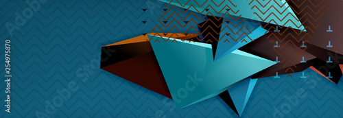 3d triangular shapes geometric background. Origami style pattern with triange shapes for decorative design. Poster design. Line design. Modern presentation template