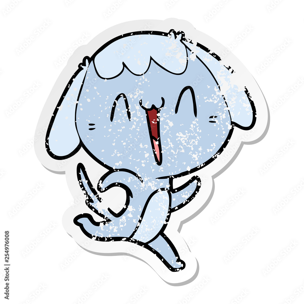 Obraz premium distressed sticker of a cute cartoon dog
