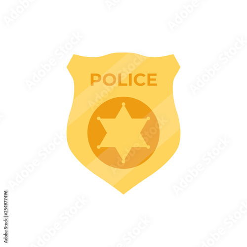 Police token flat isolated on white background