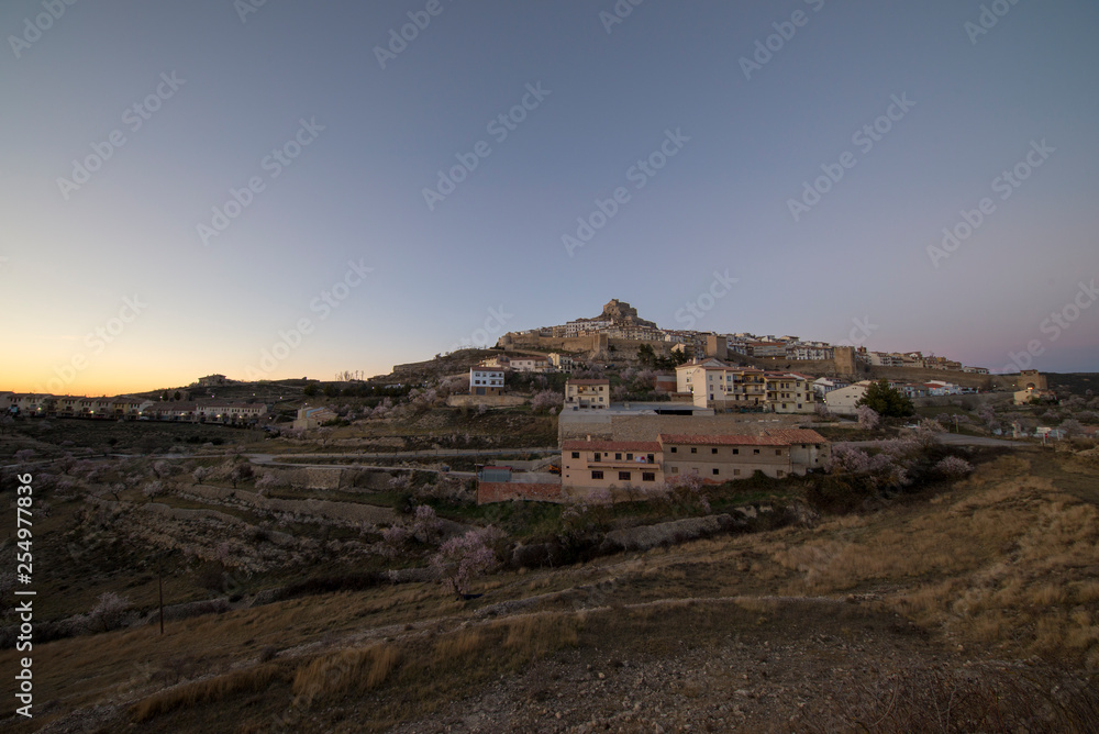 The medieval village of Morella at sunset The medieval village of Morella at sunset