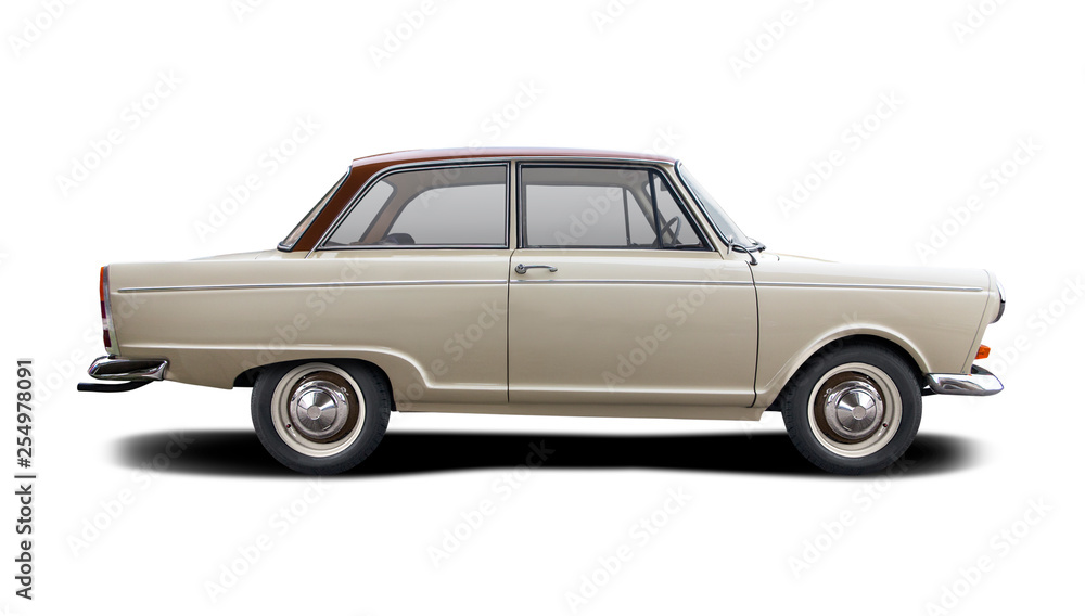 Classic German car side view isolated on white	
