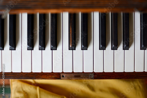 Photography Piano keyboard of a classic wooden piano