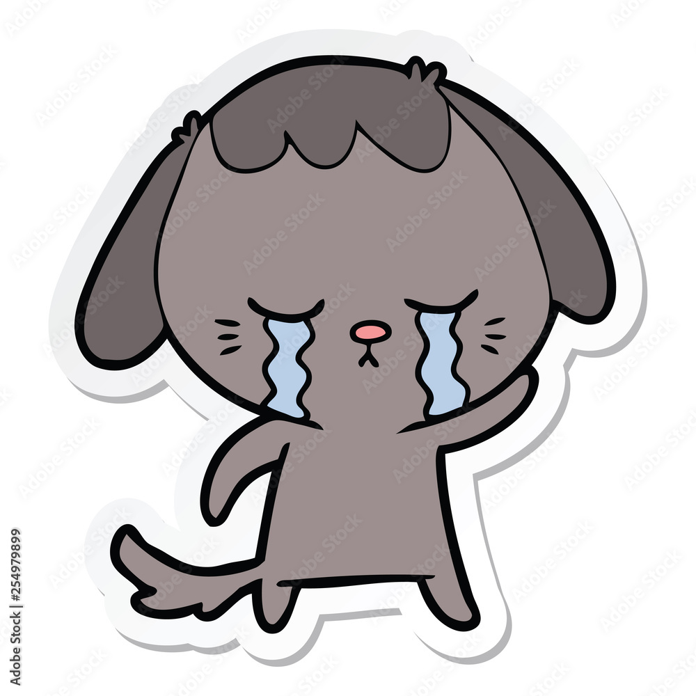 sticker of a cartoon crying dog sticker of a cartoon crying dog