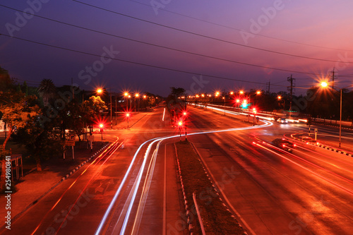 traffic in city at night