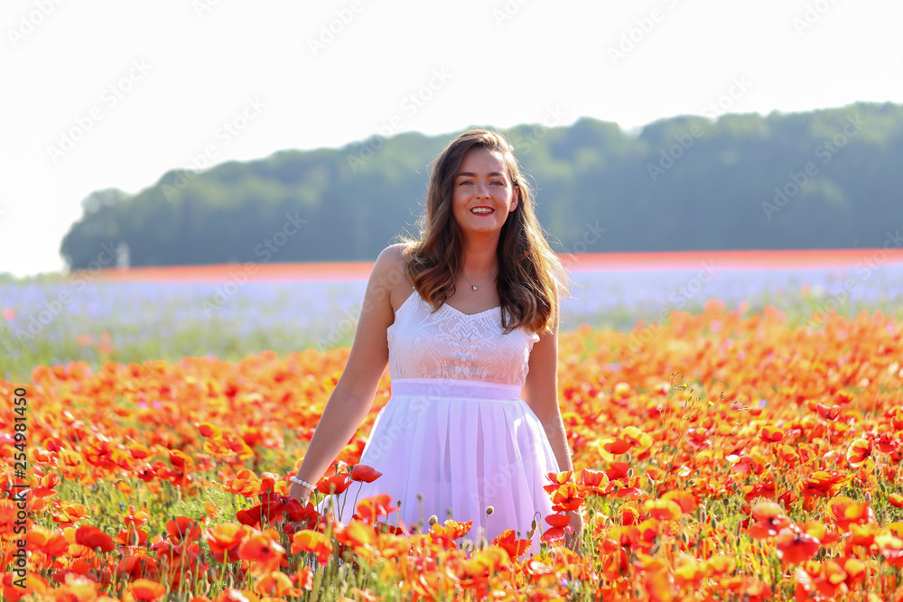 Portrait of a young girl. The girl in the poppy field. Portrait of a young girl. The girl in the poppy field.